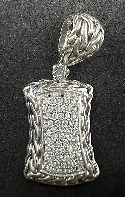 John Hardy Real Diamond Sterling Silver 925 & 18K Dog Tag Chain Design Pendant! • $199