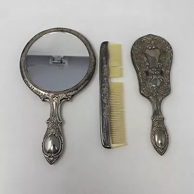 Vintage Vanity Set Hair Brush Hand Mirror & Comb • $26.95