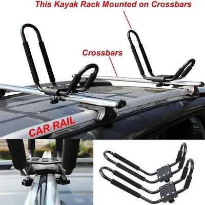 Heavy Duty Kayak Canoe Carrier Car Roof Rack Double J Bars And Straps 1 Pair • £18.88