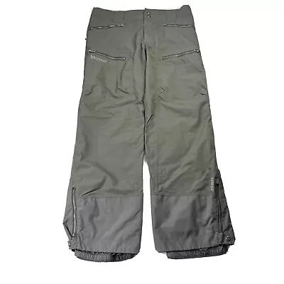 Marmot Goretex Pants Men Large Black Grey Snow Ski Cargo Fleece Zipper • $78