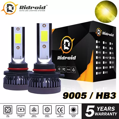 Pair 9005 9145 9140 H10 LED Fog Light 3000K Golden Yellow 22000LM High Power • $10.46