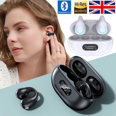 £3.98 • Buy Ear Bone Conduction Clip-On Earbuds Clip Ear Wireless Bluetooth 5.3 Earphones UK