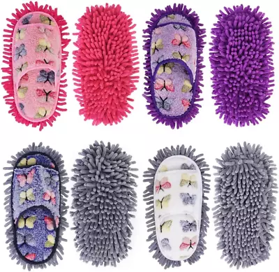Mop Slippers 4 Pairs Of Dusting Slippers Butterfly Microfiber Mopping Slippers M • $38.74