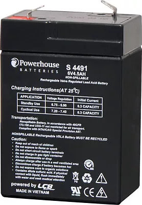 Powerhouse 6V 4.5Ah Sealed Lead Acid SLA Battery 4.8mm F1 • $20.95