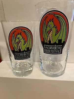 2009 Norwich Festival Pint Beer Glass & Matching Half Pint Glass • £1