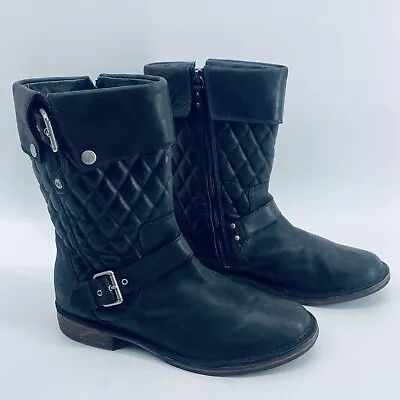 UGG Australia Conor Biker SN1001832 Black Leather Stud Mid Height Boots Size 10 • $44.97