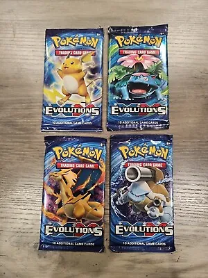 4 PACKS Pokemon Evolutions XY Factory Sealed Complete Art Set Unweighed Boosters • $79.95