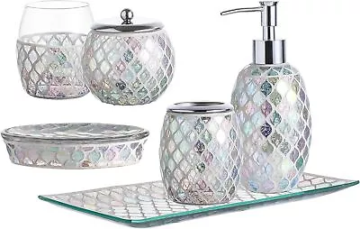 Decorative Mosaic Glass Bathroom Accessories Set • $39.87