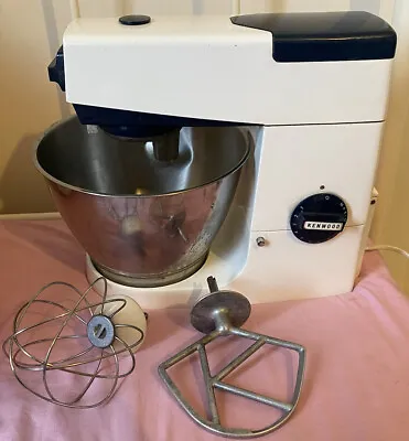 Vintage Kenwood Chef Blue & White Table Food Mixer A701a Accessories Pat Test Gw • £68