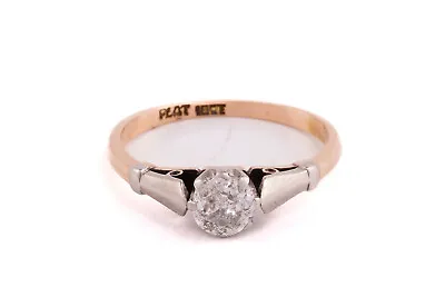 18ct Gold And Platinum Vintage Diamond Solitare Ring Size M1/2 • $373.35