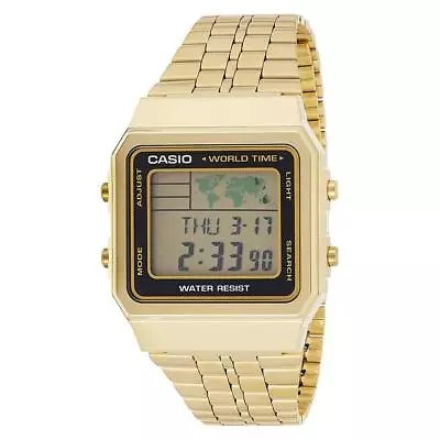 Casio Classic 34mm World Time Gold Steel Digital Men's Watch - A500WGA-1DF • $119