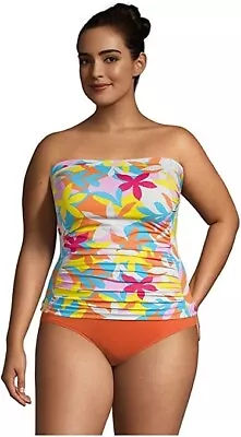 NWT Lands' End Women's Removable Strap Bandeau Tankini $100 Size 16W $100 GG282 • $59.49