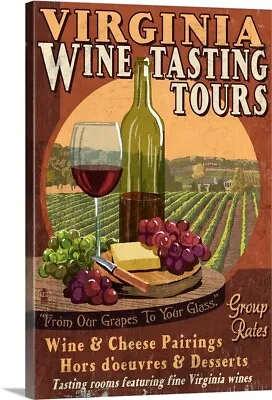 Virginia - Wine Vintage Sign: Retro Canvas Wall Art Print Virginia Home Decor • $379.99