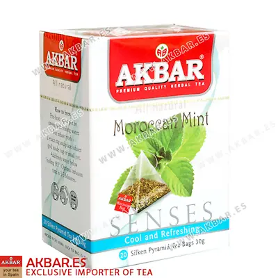 AKBAR SENSES HERBAL MOROCCAN MINT TEA 20 PYRAMIDS Made In SRI-LANKA • $5.99