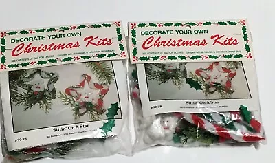 Vintage Christmas Ornament KIT Bundle 2  Merri Mac Teddy Bears SITTIN' ON A STAR • $20.97