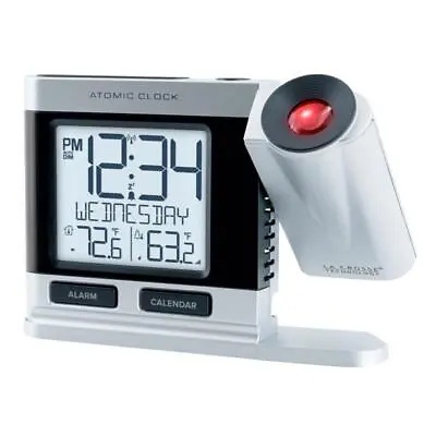 La Crosse Technology 2.5 In. Silver Atomic Projection Alarm Clock LCD Plug-In • $43.95