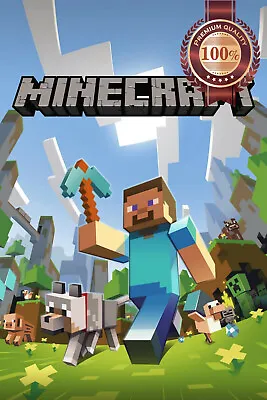 Minecraft Mine Craft Steve With Animals Original Art Print Premium Poster • $78.26