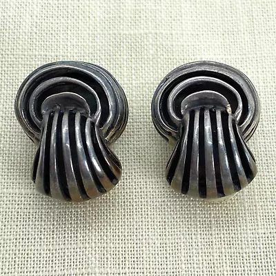 Vintage Steve Vaubel EARRINGS Signed Silver Clip 2000 Handcrafted Vtg Modernist • $149.95