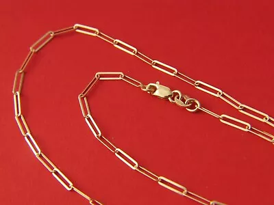 Solid 10K Yellow Gold Paperclip Chain Necklace 2mm  Real Gold With Lobster Clasp • $52.99