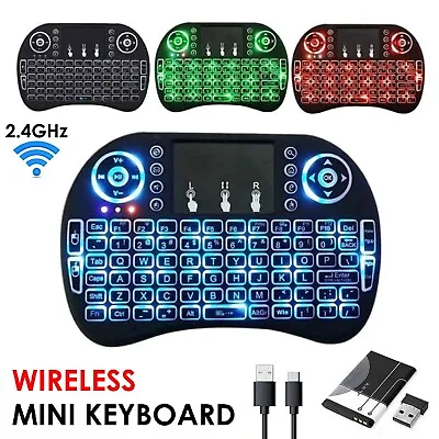 Mini Wireless Keyboard I8 BACKLIGHT 2.4GHz With Touchpad For TV PC Android Box  • $17.99