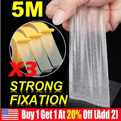 3 Pack Strong Adhesive Double-sided Gauze Fiber Mesh TapeWaterproof Tape 15ft • $8.99