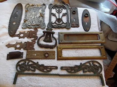 Antique Vintage Hardware Lot Door Knocker & Window Hinges Plates Brackets More • $64.99