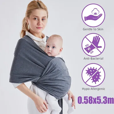 Baby Wrap Sling Infant Sling Wrap Hands Free Baby Carrier Newborn Carrying Strap • £12.98