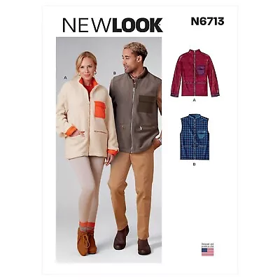 NEW LOOK Sewing Pattern 6713 Men Ladies Misses VestGiletWaistcoatJacket Xs-xl • £10.23