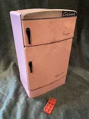Vintage 50'S WOLVERINE Toy Co. Tin Metal  Pink Coldspot Refrigerator & ICETRAY!! • $24