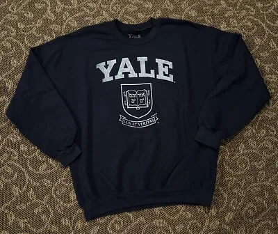 Men’s Yale Ivy Sport Sweatshirt Navy Pullover Long Sleeve Regular Size Large🔥 • $26.88