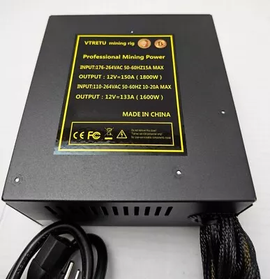 1800W Mining Power Supply ATX PSU For 8 GPU BTC ETH Mining Rig Full Modular • $89.96