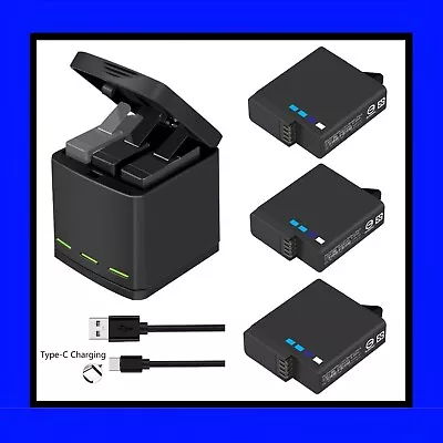 3x Battery GoPro Hero 7/ 6/ 5 Black + Charger For Go Pro Hero7 6 Hero5 Black • $59.66