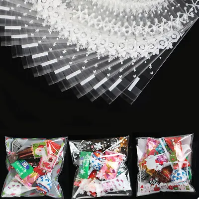 £3.05 • Buy 100 Christmas Cellophane Bag Self Adhesive Cookie Treat Sweet Candy Biscuit Gift