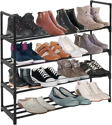 £13.09 • Buy 4 Tier Extendable Shoe Rack 16 Pairs Space Saving Storage Organiser Shelf