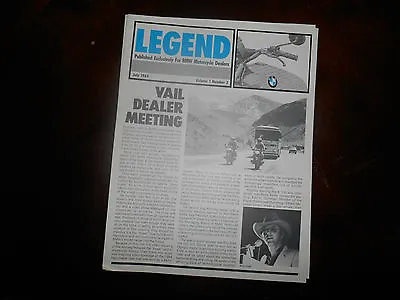 £27.46 • Buy BMW Legend 1984 July Magazine Motorcycle Dealers R100 Police Bike 