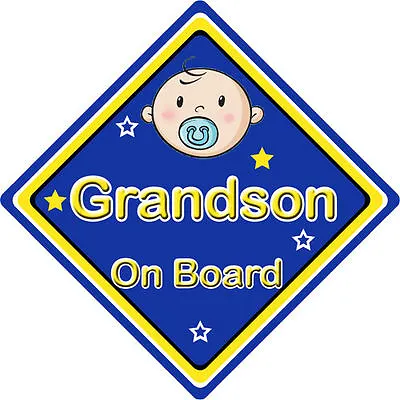 £3.99 • Buy Baby On Board Car Sign ~ Grandson On Board ~ Blue