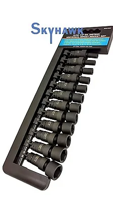 12-Pc. Metric 1/4 -Dr. Universal Swivel Impact Socket Set CrMo Steel Black PO4 • $49.99