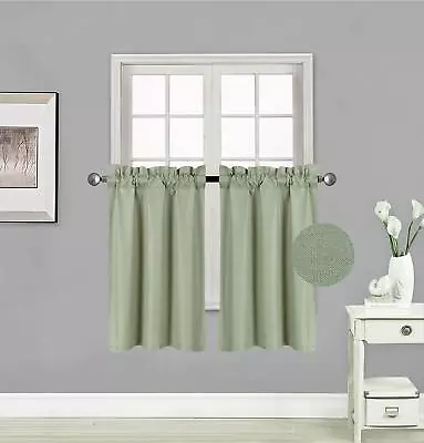 2pc Lined Blackout Panels Kitchen Small Window Curtain Tier 24  Or 36  Length • $10.99