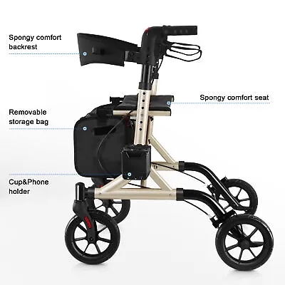 Rollator Walker With Seat- Fold Up Heavy Duty Mobility Walking Aid For Adult USA • $94.95