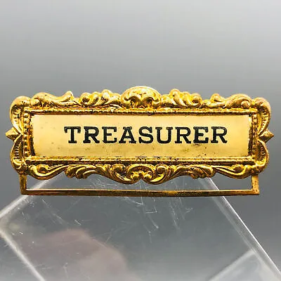 Ribbon Holder Pin Badge Vintage ID Name Tag Button Metal Treasurer Brooch • $10.39
