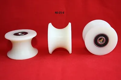 £12 • Buy 40mm Nylon Pulley Wheel With Ball Bearings Various Groove Size Precisely Turned.