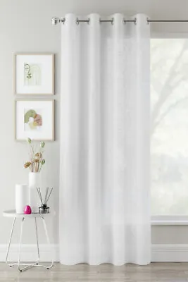 Crete Linen Look Textured Voile Eyelet Curtain Panel 4 Colours 3 Drops 55 Wide • £12.99