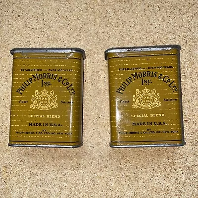 Vintage Lot 2 Metal Phillip Morris Cigarette Tins - Great Condition -Looks Clean • $20.23