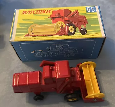 Vintage Lesney Matchbox No. 65 Combine Harvester Rubber Yellow Wheels 1967 • $10