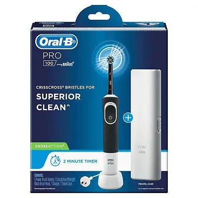 Oral-B Pro 100 Cross Action Midnight Black Electric Toothbrush Superior Clean • $74.95