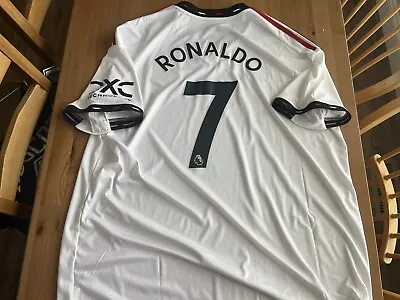 Cristiano Ronaldo Manchester United Adidas 22/23 Men Auth Away Jersey White 2XL • $50