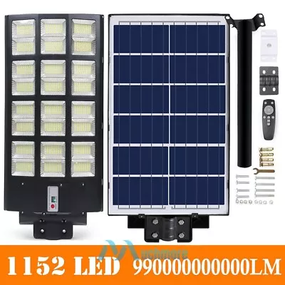 9900000000lm Commercial Solar Street LED Light Dusk To Dawn Road Lamp 1600W+Pole • $144.69