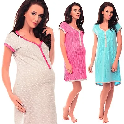Purpless Cotton Star Print Maternity Pregnancy And Nursing Nightdress 5038n • $15.13