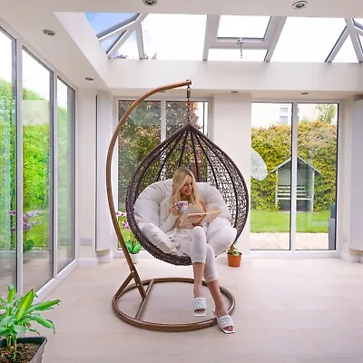£169.99 • Buy Hanging Rattan Swing Patio Garden Weave Egg Chair Cocoon Cushion Cover See VIDEO