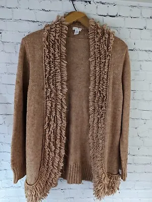 Vintage Chico's Wool Blend Cardigan Open Front Ruffle Edge Long Line Size 2 • $17